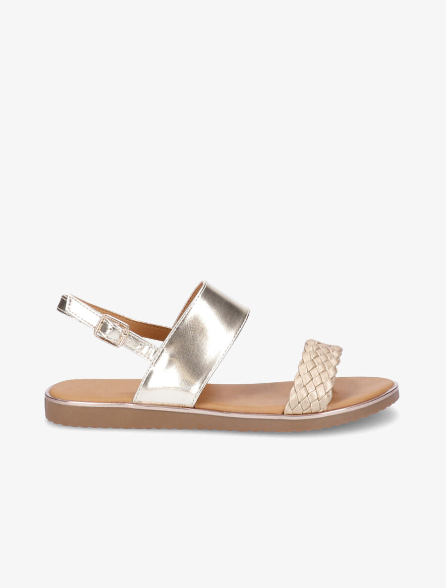 Nu-pieds en simili à bride tressée - Or - 1