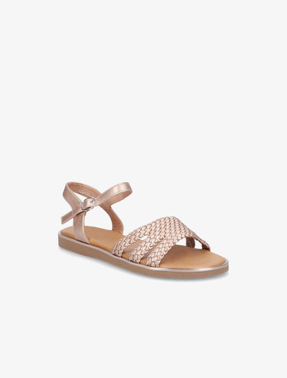 Nu-pieds en simili tressé - Rose gold - 2