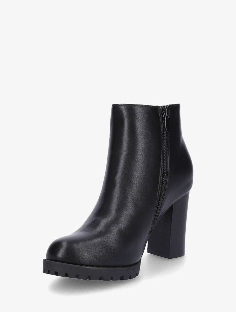 Bottines à talon et zip décoratif - Noir - 3