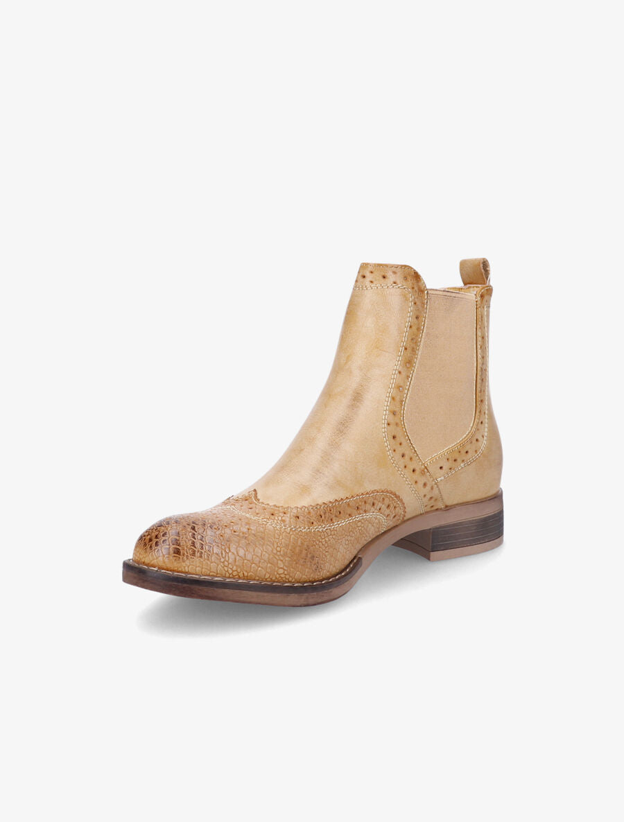 Bottines bi-matière effet patiné - Moutarde - 3