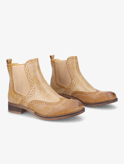 Bottines bi-matière effet patiné - Moutarde - 4