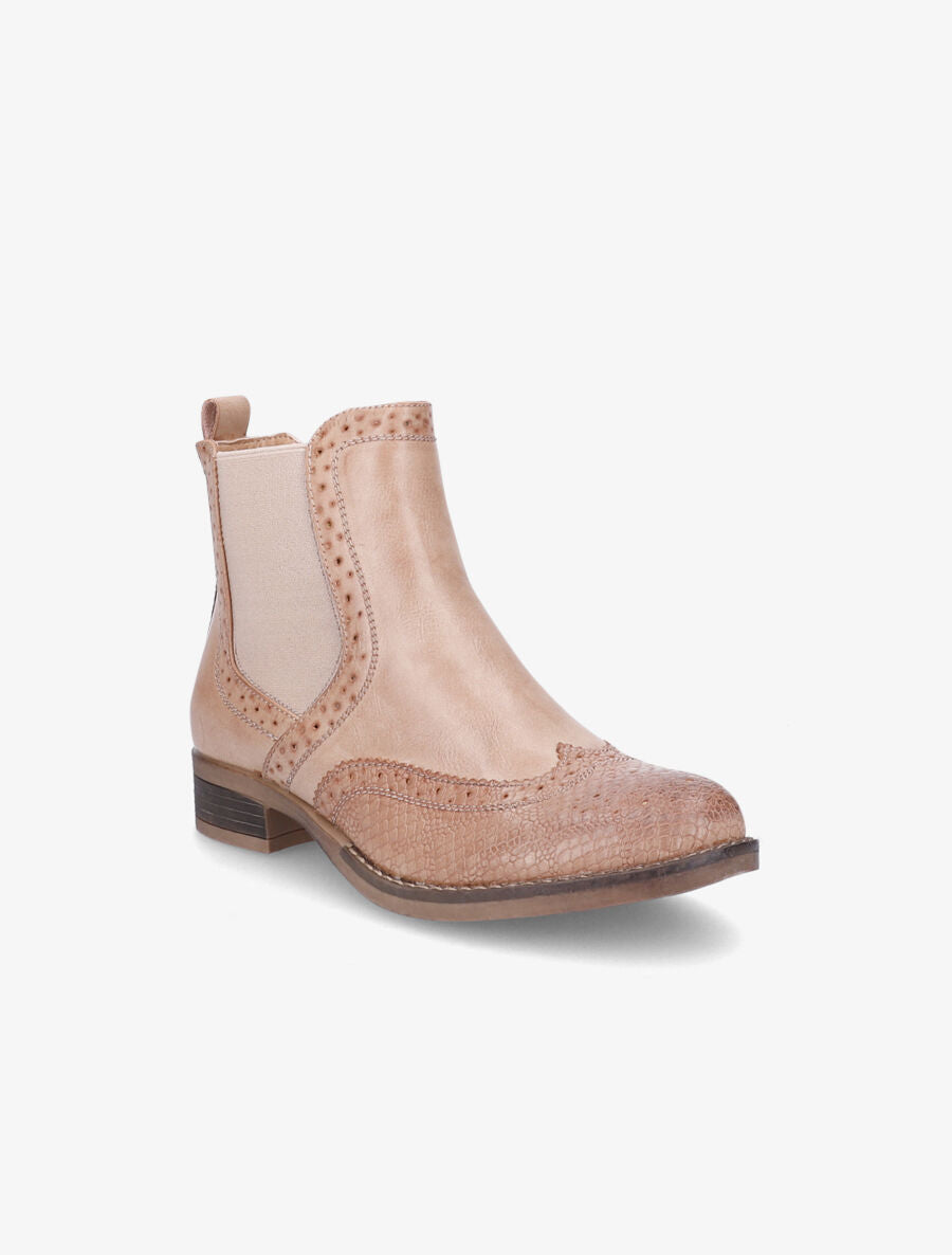 Bottines bi-matière effet patiné - Marron clair - 2