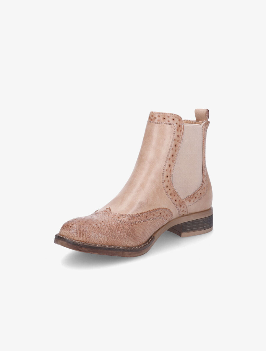 Bottines bi-matière effet patiné - Marron clair - 3