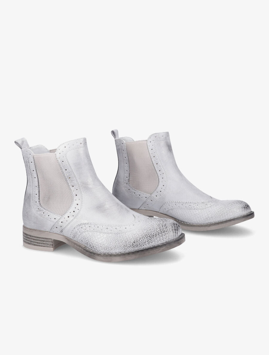 Bottines bi-matière effet patiné - Argent - 4