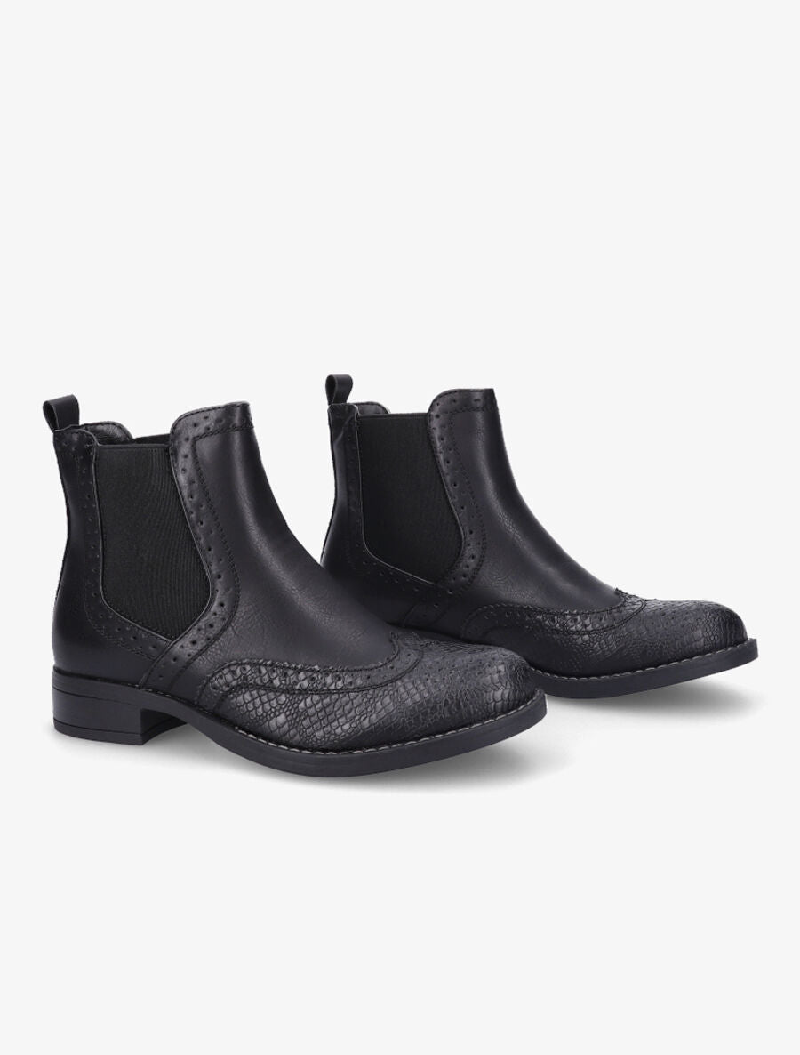 Bottines bi-matière effet patiné - Noir - 4