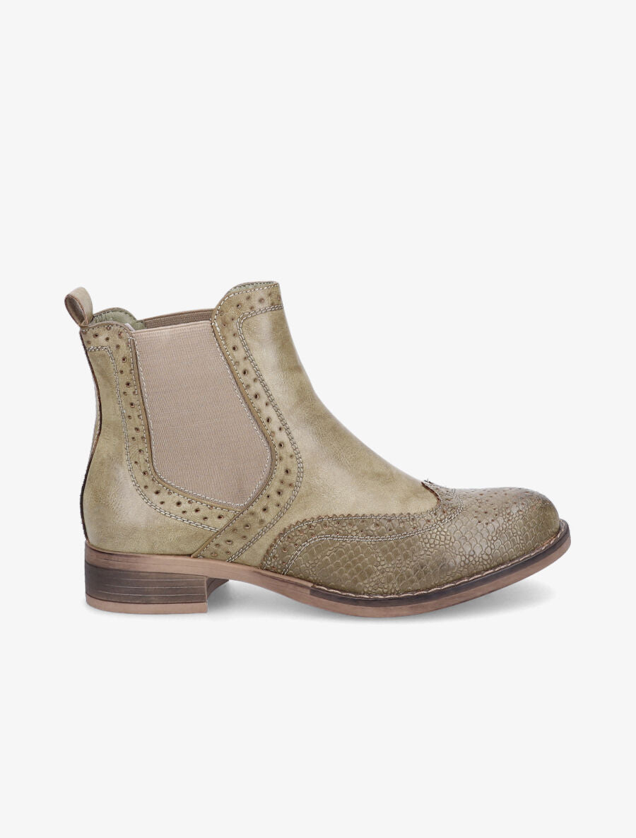 Bottines bi-matière effet patiné - Kaki - 5