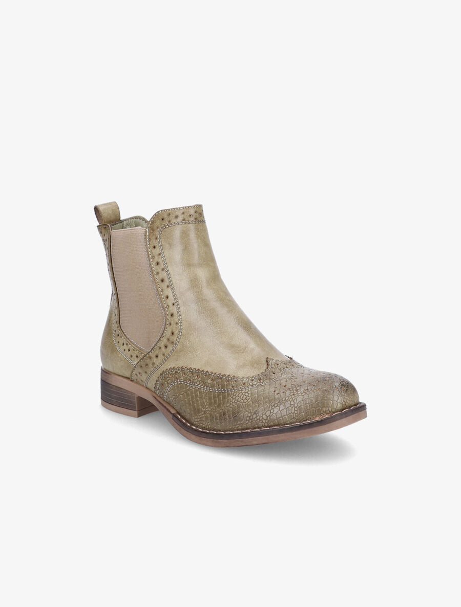 Bottines bi-matière effet patiné - Kaki - 2