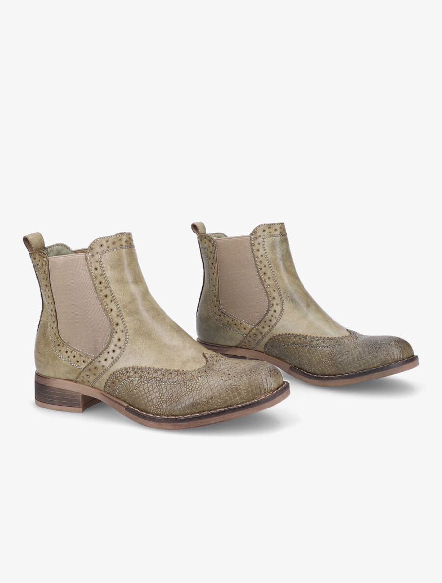 Bottines bi-matière effet patiné - Kaki - 4