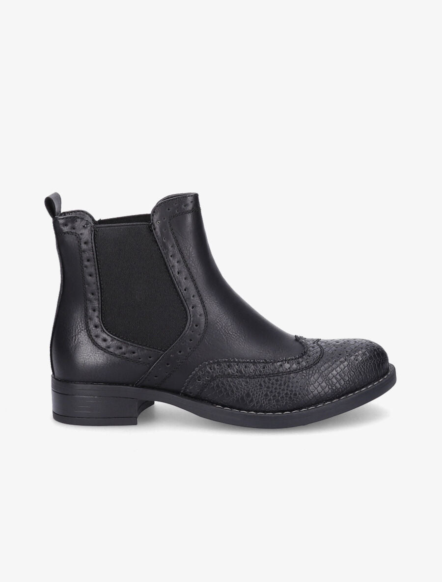 Bottines bi-matière effet patiné - Noir - 1