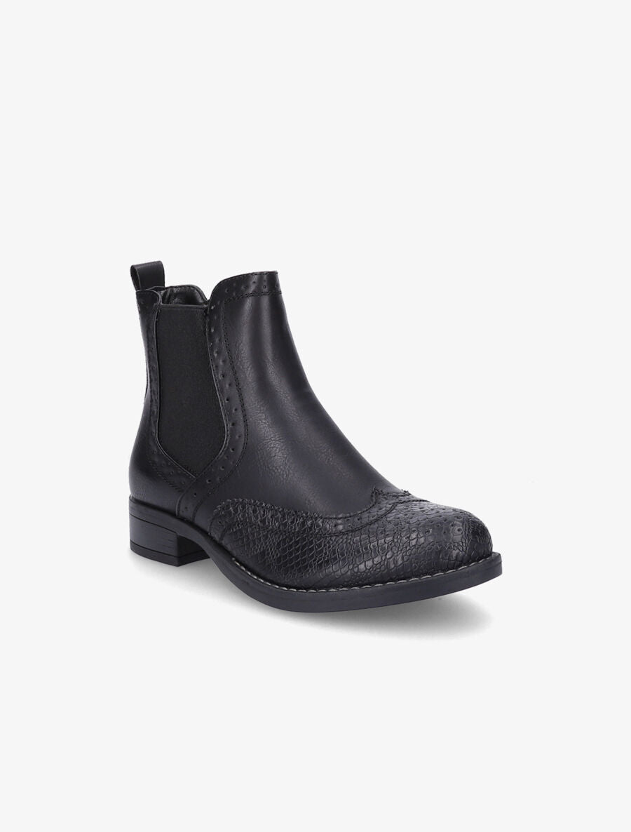 Bottines bi-matière effet patiné - Noir - 2