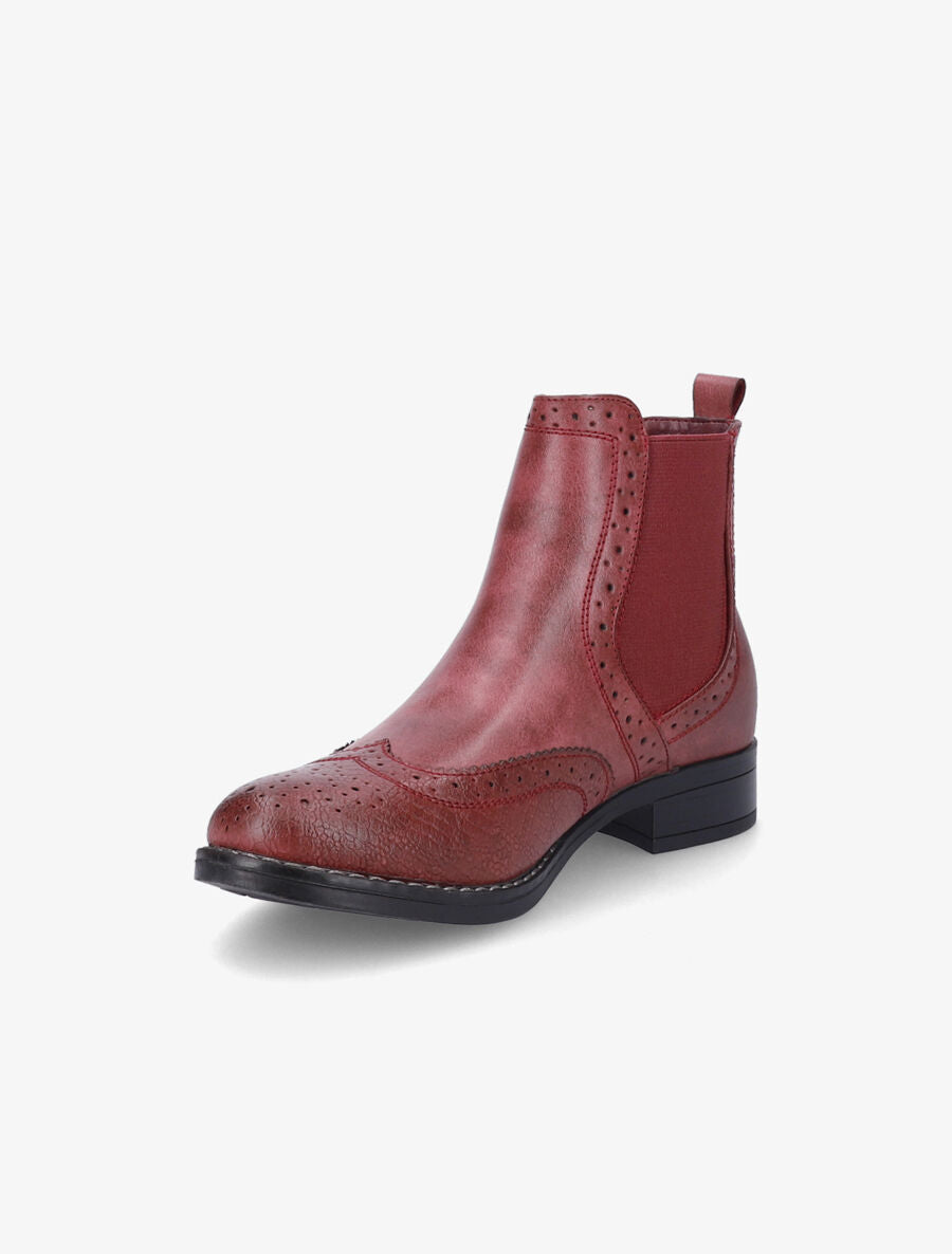 Bottines bi-matière effet patiné - Bordeaux - 3