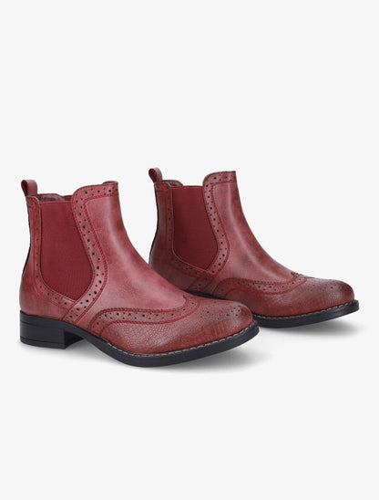 Bottines bi-matière effet patiné - Bordeaux - 4