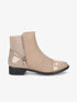 Bottines à bout vernis et zip décoratif - Taupe - 1