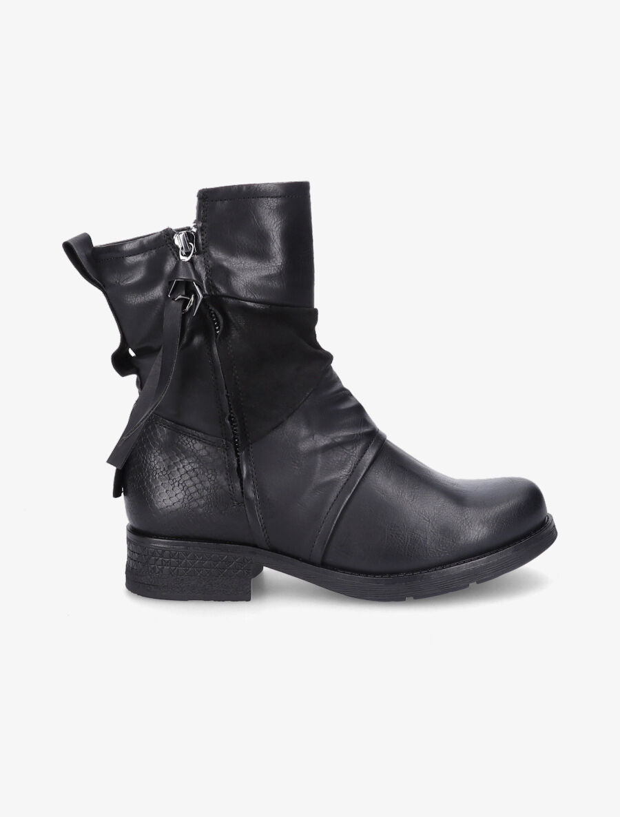 Boots montantes à contrefort python - Noir - 1