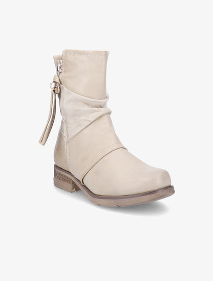 Boots montantes à contrefort python - Beige - 2