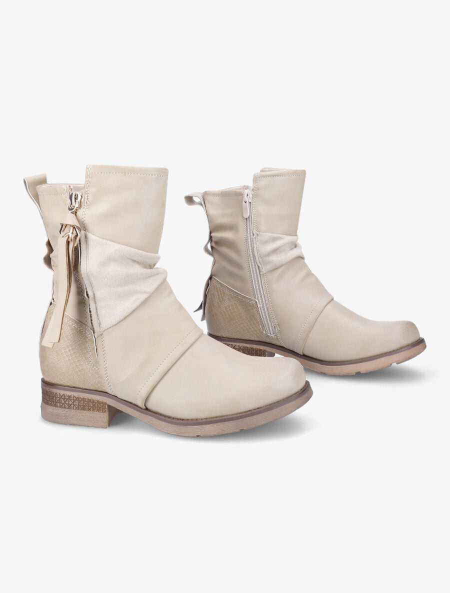 Boots montantes à contrefort python - Beige - 4