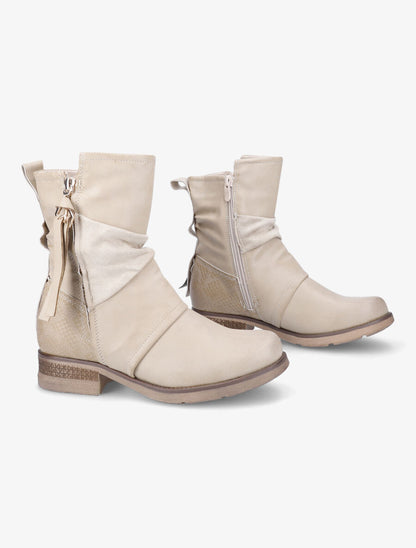 Boots montantes à contrefort python - Beige - 4