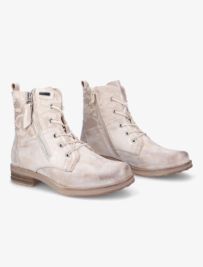 Bottines lacées à empiècements en dentelle - Or - 4