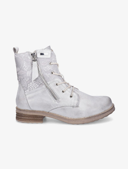 Bottines lacées à empiècements en dentelle - Argent - 1