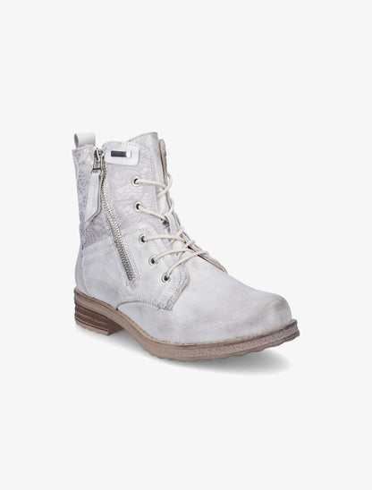 Bottines lacées à empiècements en dentelle - Argent - 2