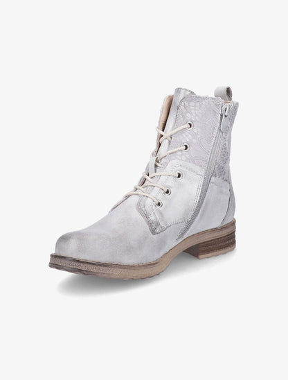 Bottines lacées à empiècements en dentelle - Argent - 3