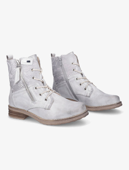 Bottines lacées à empiècements en dentelle - Argent - 4