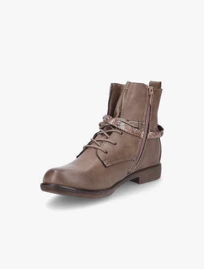 Bottines lacées à sangle irisée - Taupe - 3