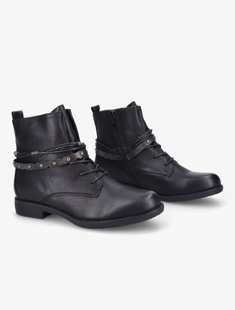 Bottines lacées à sangle irisée - Noir - 4