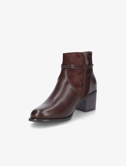 Bottines en simili et pompons décoratifs - Marron - 3