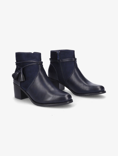 Bottines en simili et pompons décoratifs - Bleu - 4
