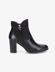 Bottines à talon en simili et suédine - Noir - 1