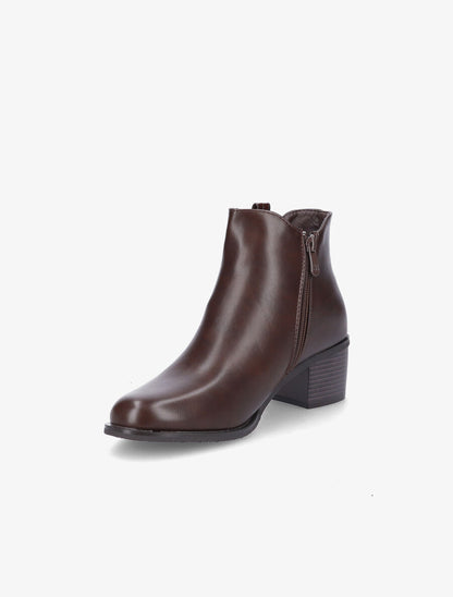 Bottines à zip et lanière effet croco - Marron - 3