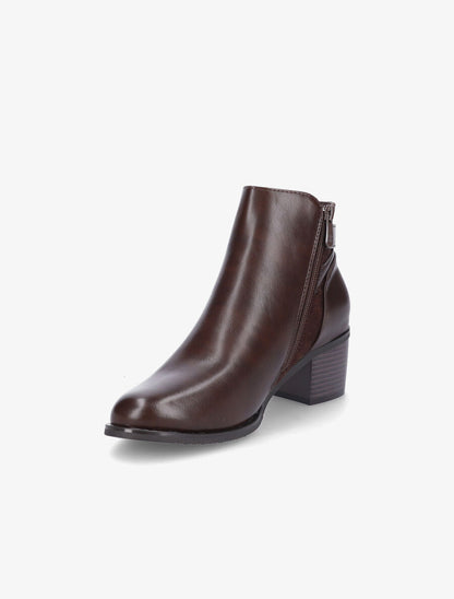 Bottines en simili et suédine à sangles - Marron - 3