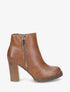 Bottines à talon et zip décoratif - Camel - 6
