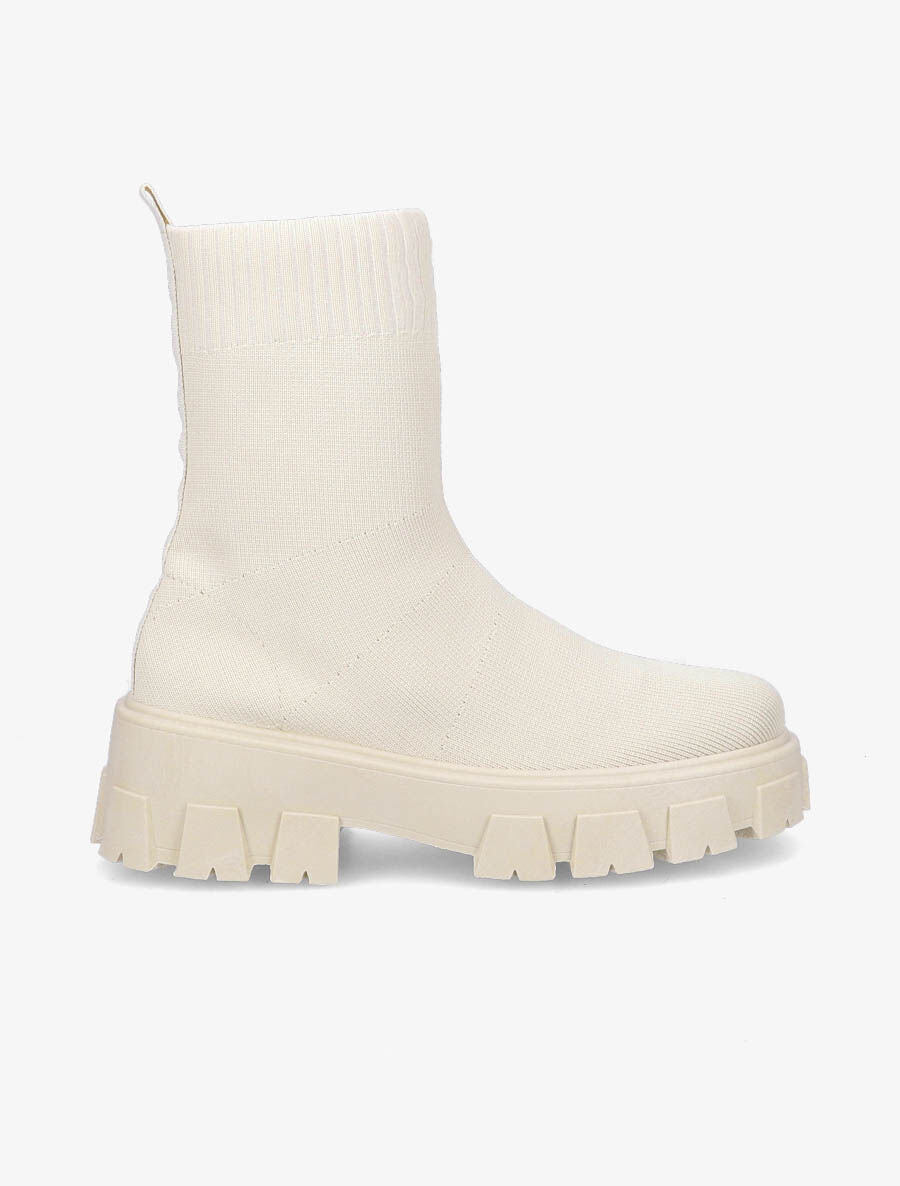 Boots montantes en tissu - Écru - 1