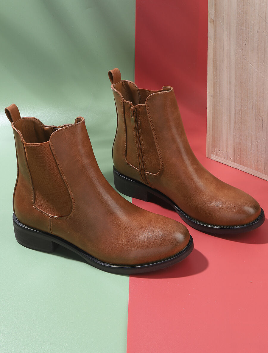 Bottines élastiquées - Camel - 5