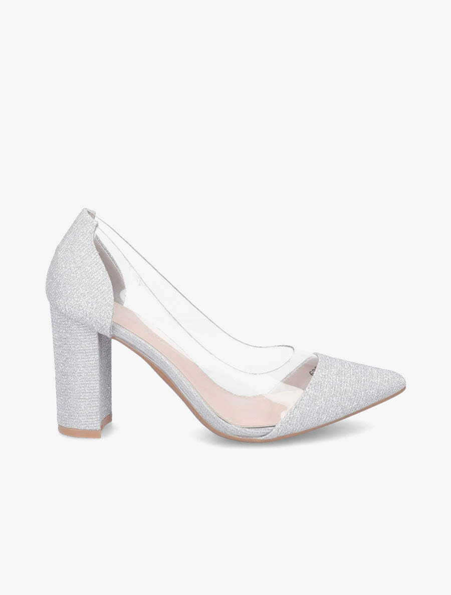 Escarpins en plexi à paillettes - Argent - 5