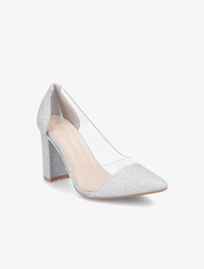 Escarpins en plexi à paillettes - Argent - 2