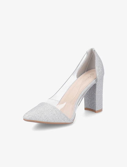 Escarpins en plexi à paillettes - Argent - 3
