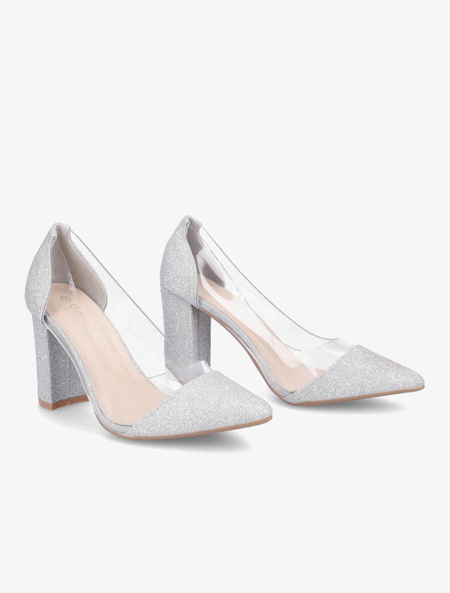Escarpins en plexi à paillettes - Argent - 4