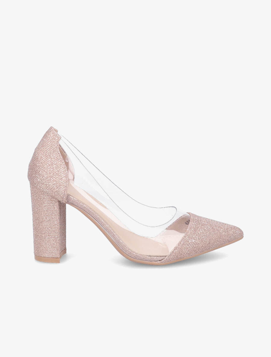Escarpins en plexi à paillettes - Rose gold - 5