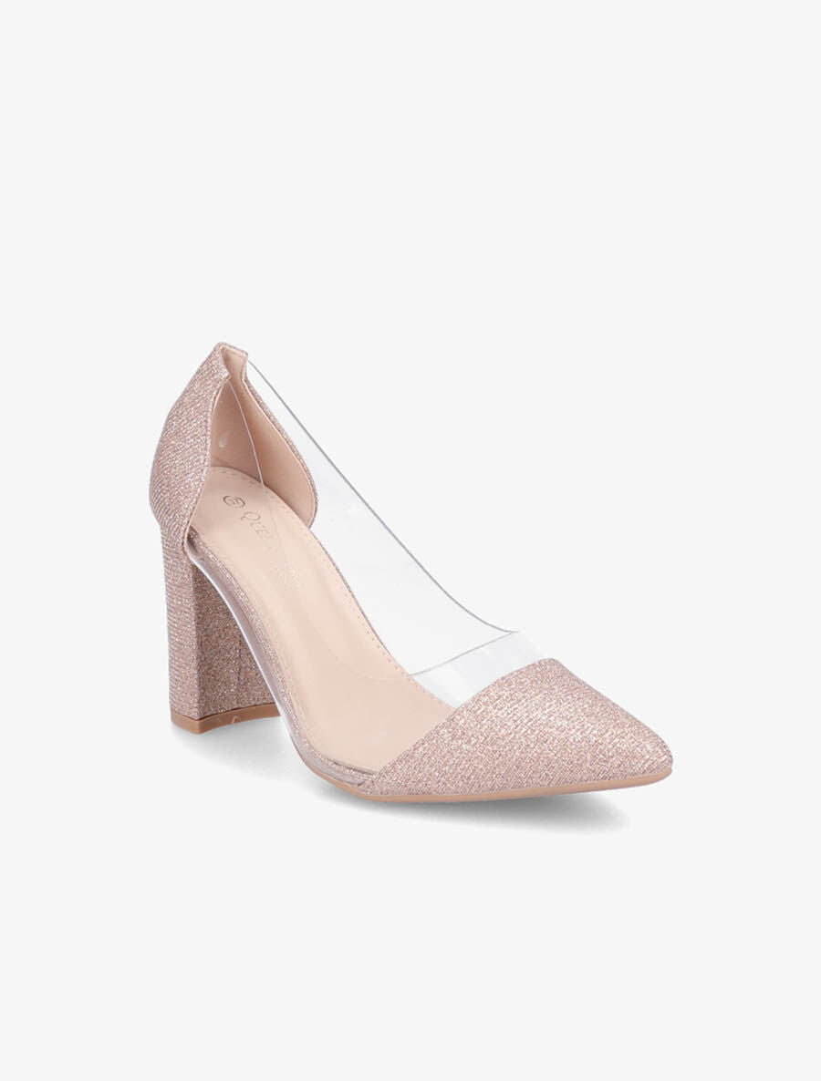 Escarpins en plexi à paillettes - Rose gold - 2