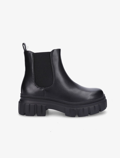 Bottines en simili à côté élastiqué - Noir - 1