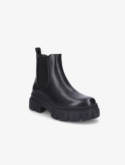 Bottines en simili à côté élastiqué - Noir - 2