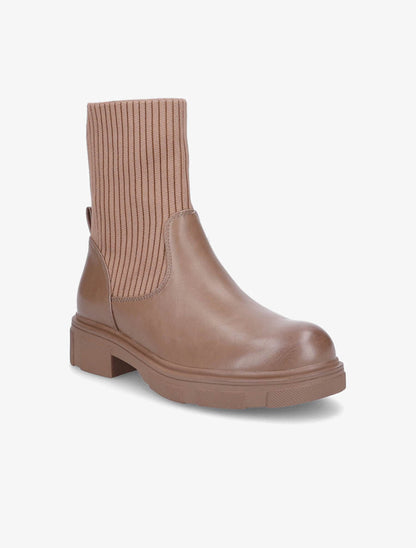 Boots bi-matière style motard - Taupe - 2
