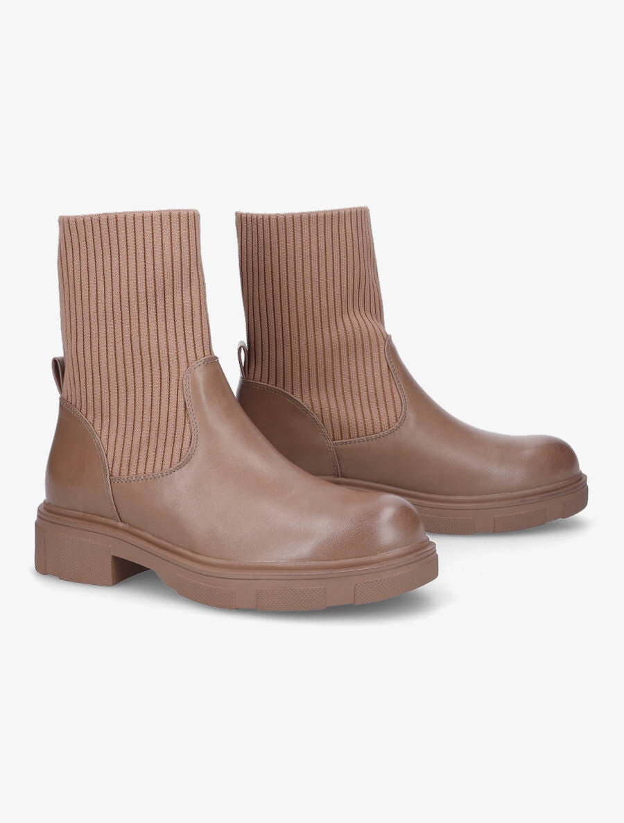 Boots bi-matière style motard - Taupe - 4