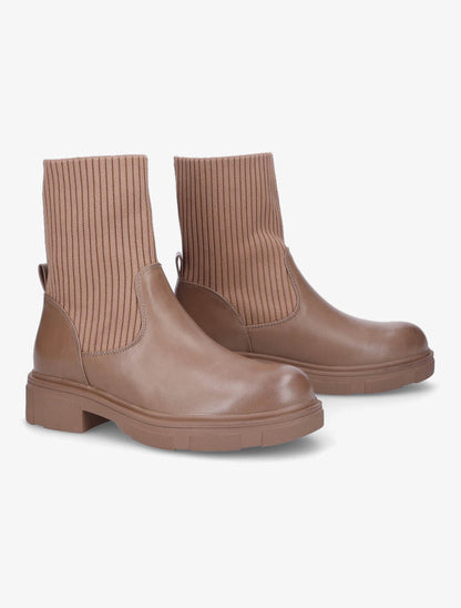 Boots bi-matière style motard - Taupe - 4