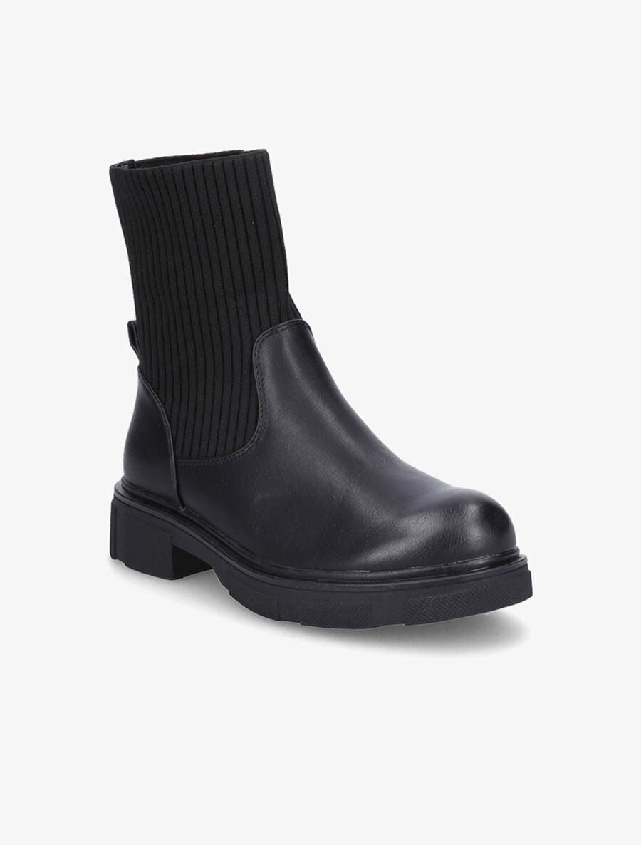 Boots bi-matière style motard - Noir - 2