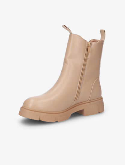 Boots à zip et semelles crantées - Beige - 4