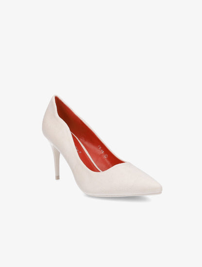 Escarpins suédés à bords ondulés - Beige - 2